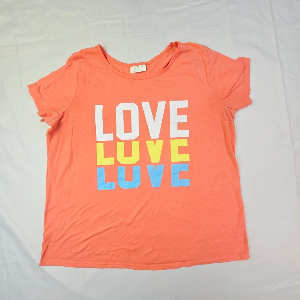 Bobbie Brooks Sleepwear Graphic Tee Women 1X Orange Love Short Sleeve Loungewear